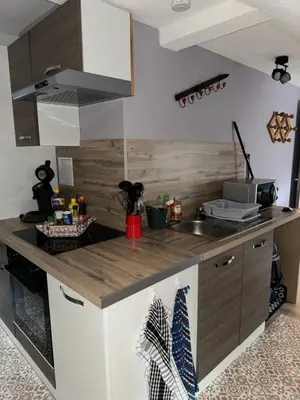 Cuisine ou kitchenette dans l'établissement Au p’tit nid douillet de Léa
