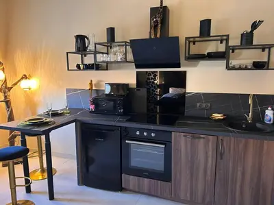 Cuisine ou kitchenette dans l'établissement Esprit AFRICA, SPA et SAUNA de luxe