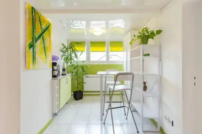 Cuisine ou kitchenette dans l'établissement Cigogne et Bretzel