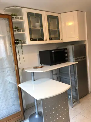 Cuisine ou kitchenette dans l'établissement Gîte Les Acacias