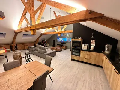 Cuisine ou kitchenette dans l'établissement loft 100m2 confort+. Chez Cédric et Jeza