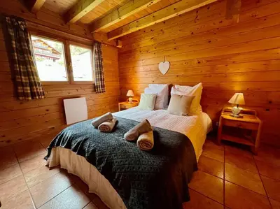 Un ou plusieurs lits dans un hébergement de l'établissement Chalet Baudelaire, 4* beau et authentique
