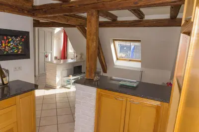 Cuisine ou kitchenette dans l'établissement charmant appartement alsacien