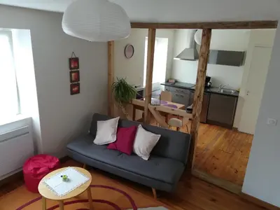 Cuisine ou kitchenette dans l'établissement Cosy duplex indépendant