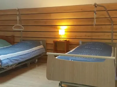 Un ou plusieurs lits dans un hébergement de l'établissement Gîte Alsacien Authentique | 6 Pers. | Terrasses & Jardin | Adapté PMR - FR-1-744-18