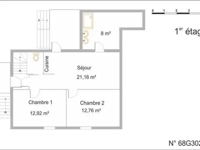 Plan de l'établissement Gîte Alsacien : Terrasse, Sauna Privé, Accès Piscine et Bien-être, Proche Colmar et Route des Vins - FR-1-744-16