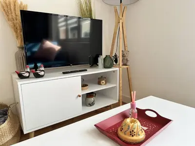 Télévision ou salle de divertissement dans l'établissement Gîte Le Bredala