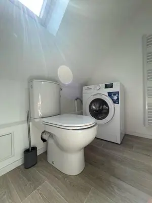 Salle de bains dans l'établissement Appartement 3 personnes, Frontière Suisse (Bâle)