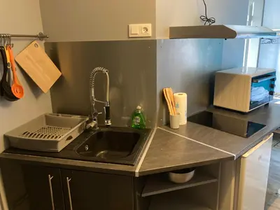 Cuisine ou kitchenette dans l'établissement LE CONTI