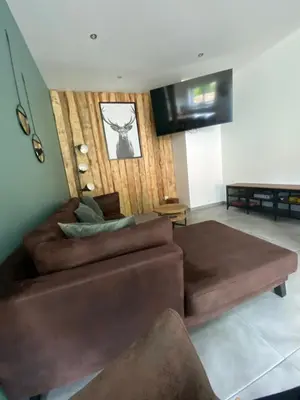 Télévision ou salle de divertissement dans l'établissement Gîte 14 personnes - 10 minutes de Gerardmer - Jaccuzzi