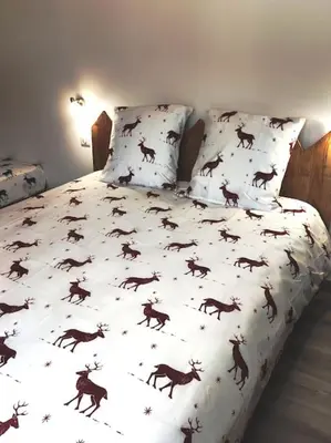 Un ou plusieurs lits dans un hébergement de l'établissement Gîte Papillon 6 à14 personnes - Jacuzzi