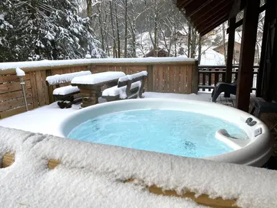 L'établissement LE RENNE Chalet en bois au calme avec SPA Jacuzzi en hiver