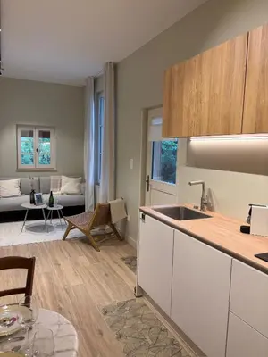 Cuisine ou kitchenette dans l'établissement Les chambres de la Villa Oberlin