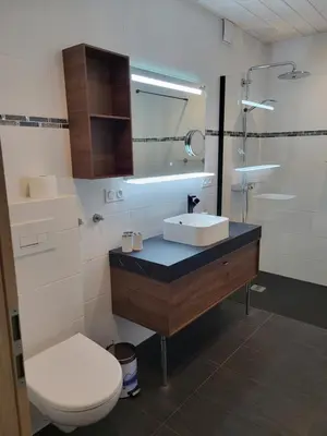 Salle de bains dans l'établissement Relais nature et randonnées