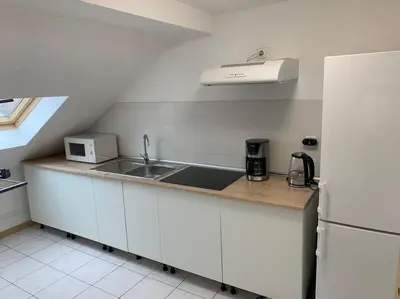 Cuisine ou kitchenette dans l'établissement Cozy Little One Room Appartment, a tranquil haven!