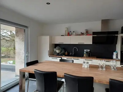 Cuisine ou kitchenette dans l'établissement Les chambres du Haras St Georges