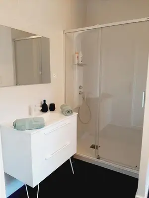 Salle de bains dans l'établissement Chambre privée Au pied des Vosges entrée et terrasse privatives, proche gare et centre-ville