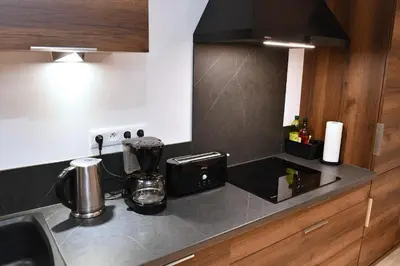 Cuisine ou kitchenette dans l'établissement Grand gîte dans maison alsacienne historique