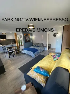 Un ou plusieurs lits dans un hébergement de l'établissement Studio tout confort, à 2 min de Colmar
