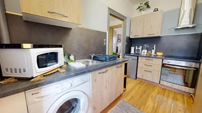 Cuisine ou kitchenette dans l'établissement Les Cigognes d'Alsace