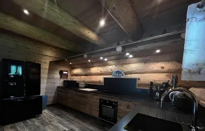Cuisine ou kitchenette dans l'établissement Chalet 10 pers sauna & SPA La tanière des Vosges