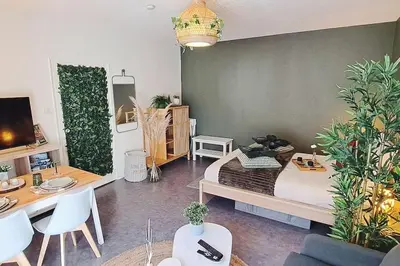 Télévision ou salle de divertissement dans l'établissement Petit cocon nature centre-ville