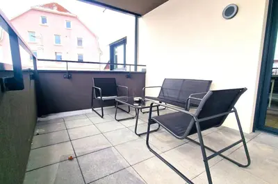 Balcon ou terrasse dans l'établissement Le frontalier appart