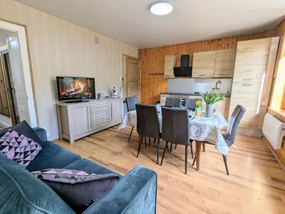 Cuisine ou kitchenette dans l'établissement Appartement Chaleureux Gérardmer proche forêt