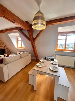 Coin salon dans l'établissement Duplex au cœur de Turckheim, 10 min de Colmar et place de parking