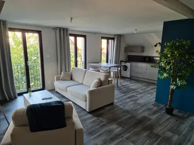 Coin salon dans l'établissement Appartement 2 pièces tout confort, Aux Portes de Colmar