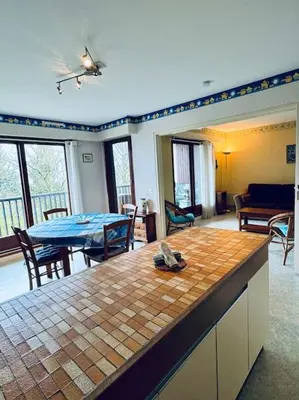 Coin salon dans l'établissement Le Seydrad, appartement vue nature, hauteurs de Gérardmer
