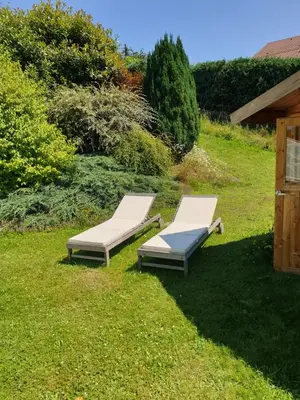 Jardin de l'établissement Chalet Bois Cosy - Climatisé - Piscine privée