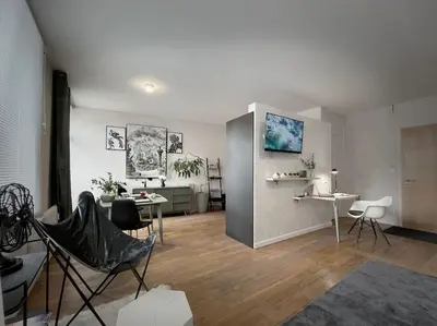 Télévision ou salle de divertissement dans l'établissement Grand studio confortable situé en centre ville
