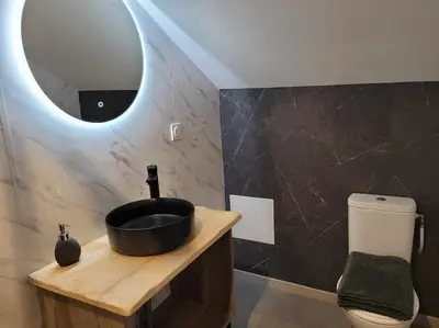 Salle de bains dans l'établissement Gîte 