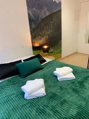 Un ou plusieurs lits dans un hébergement de l'établissement Esprit Espagne, joli studio au coeur de Mulhouse