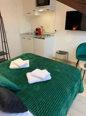 Cuisine ou kitchenette dans l'établissement Esprit Suisse, Joli studio au coeur de Mulhouse