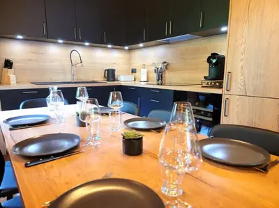 Cuisine ou kitchenette dans l'établissement Chalet Goutelle, paisible en pleine nature