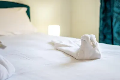 Un ou plusieurs lits dans un hébergement de l'établissement Le 42-GregIMMO-Appart'Hôtel