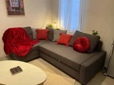 Coin salon dans l'établissement Le Scandinave, cosy et lumineux, proche GE-Alstom-UTBM, PrimeVideo, Wifi