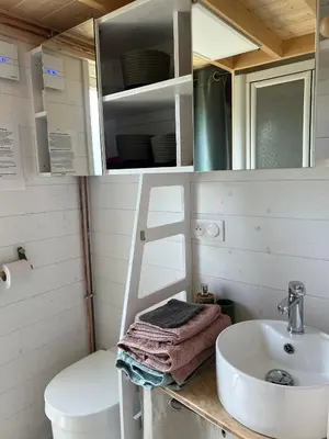 Salle de bains dans l'établissement Tiny House à Champdray La Ty Vosg'Breizh