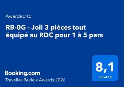 Certificat, récompense, panneau ou autre document affiché dans l'établissement RB-0G - Joli 3 pièces tout équipé au RDC pour 1 à 5 pers