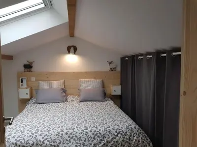 Un ou plusieurs lits dans un hébergement de l'établissement Duplex dans chalet, vue de rêve, 6 pers, 2 nuits minimum