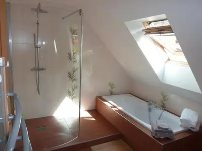 Salle de bains dans l'établissement chez Marie et Eric