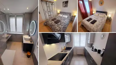 Un ou plusieurs lits dans un hébergement de l'établissement Appartement 3 ch avec garage, proche Techn'hom