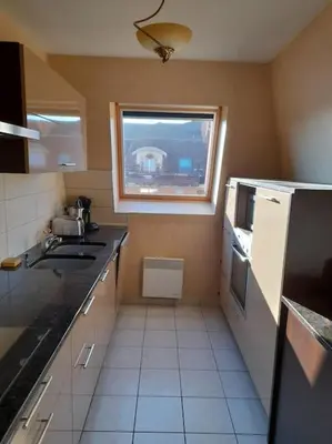 Cuisine ou kitchenette dans l'établissement Le Maraîcher avec terrasse, wifi, parking gratuit