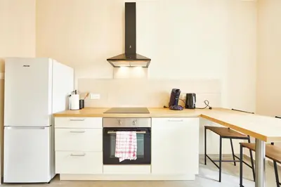 Cuisine ou kitchenette dans l'établissement RI-2 Charmant et spacieux 3 pièces tout confort à Mulhouse centre