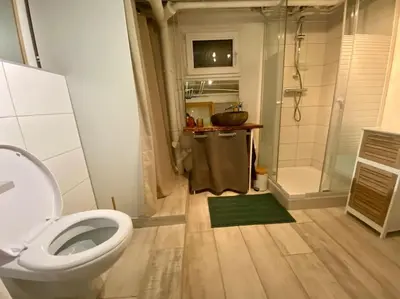Salle de bains dans l'établissement Aux portes de Colmar