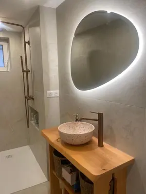 Salle de bains dans l'établissement Appartement chaleureux en Alsace