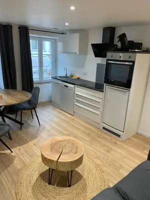 Cuisine ou kitchenette dans l'établissement Les nuitées du Rangen