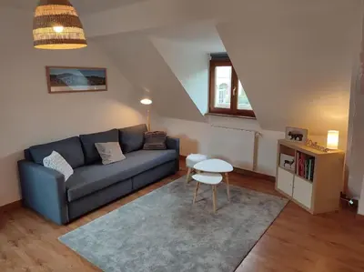 Coin salon dans l'établissement Chez Pépé Frantz Maison spacieuse et confortable